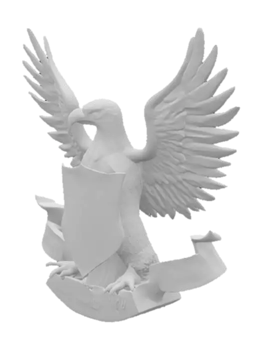 3D model for Emblem, #emblem#, American Eagle shield standing on the words "Unity, Integrity, Principles First