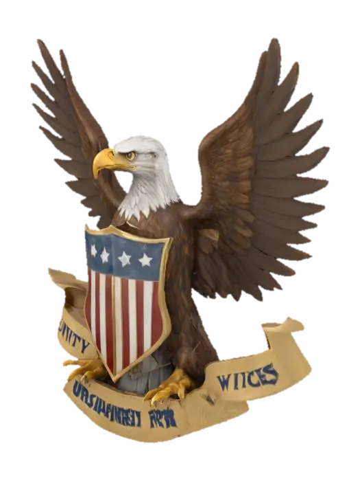 3D model for Emblem, #emblem#, American Eagle shield standing on the words "Unity, Integrity, Principles First