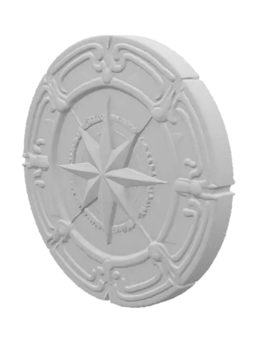 3D model for A Star Trek like badge in Diablo style, #emblem#, Steampunk, Ultra Realistic, emblem
