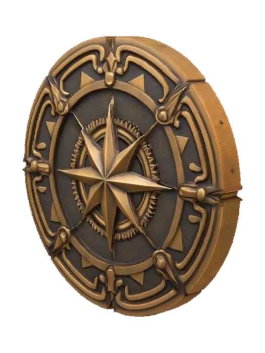 3D model for A Star Trek like badge in Diablo style, #emblem#, Steampunk, Ultra Realistic, emblem
