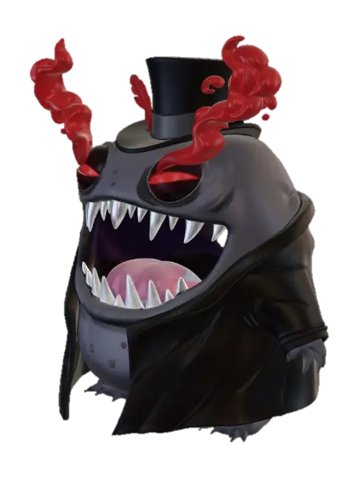 Top Hat Terror - Antagonist 3D model, vytvořený pomocí AI