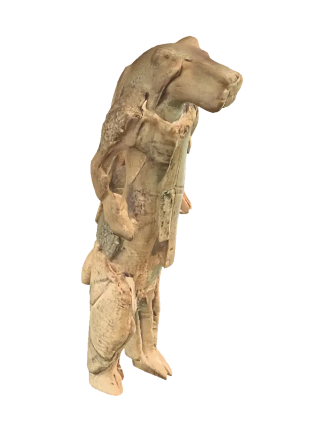 Fragmented Wooden Humanoid Figure 3D model, vytvořený pomocí AI