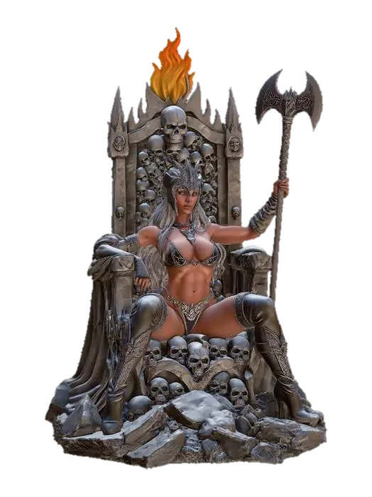 Queen of the Skull Throne 3D-model, gegenereerd door AI