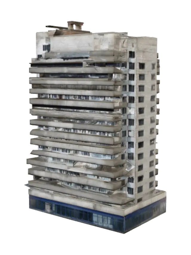 Brutalist High-Rise - Highrise 3D model, vytvořený pomocí AI