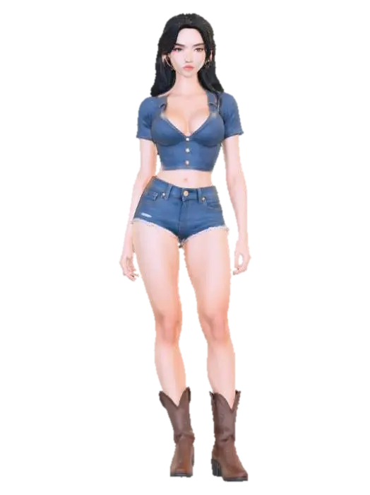 Cowgirl Chic 3D model, vytvořený pomocí AI