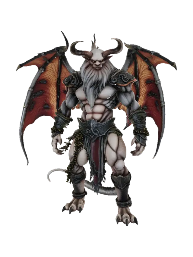Modello 3D A colossal, powerful minotaur dragonborn with muscular, textured grey skin and an… - Manes, generato dall’IA