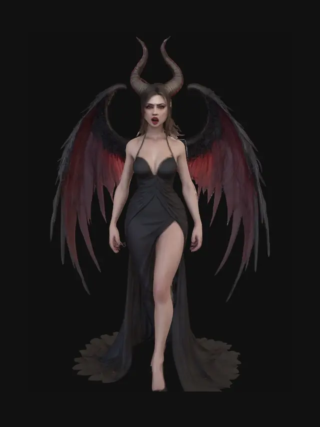 3D model for A full-body 30 years old stunning winged feathery caucasian female with demon eyes and horns singing. Highly detailed face with full lush red lips and beautiful eyes. Sensual stance. Long flowing dress.
Style: masterpiece, 8k resolution, dynamic lighting, hyperdetailed, intricately detailed, photorealistic, photorealism, hyperrealism, ultra quality, 8k, hyper-detailed, photorealism, hyperrealism, figurine fantasy dnd 3D avatar