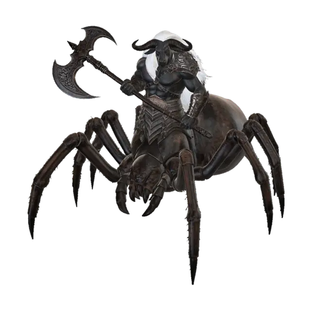 Ironclad Arachnid Warlord - Axeman 3D model, vytvořený pomocí AI