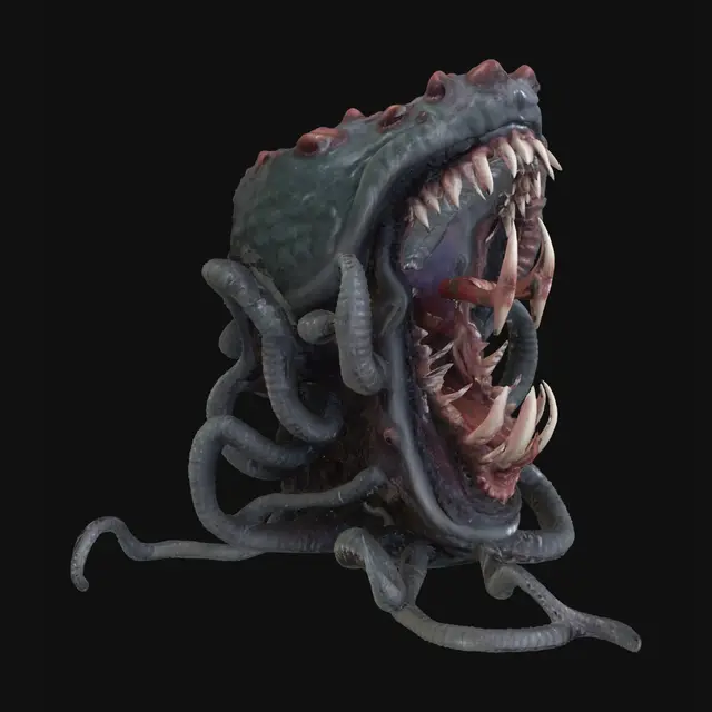 3D model for final fantasy marlboro. gigantic 5-foot wide 5-foot deep maw surrounded by a dozen tentacles, poisonous