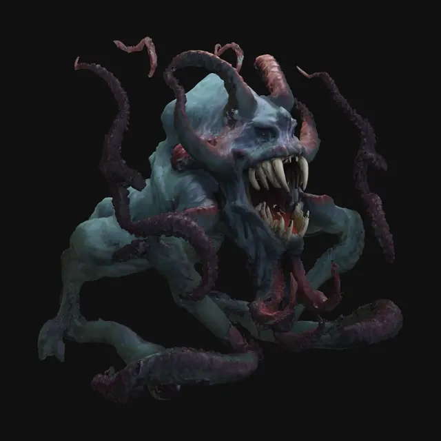 3D model for final fantasy marlboro. gigantic maw surrounded by a dozen tentacles, poisonous
