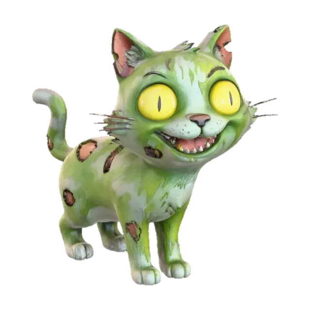 3D model for #Halloween2025#, zombie cat d'halloween cartoon, pas de fond