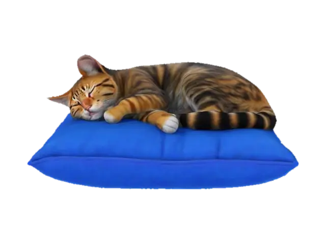 realistic cat sleeping on a cushion, Game Assets 3D model, vytvořený pomocí AI