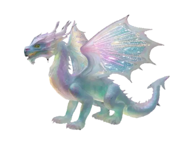 fantasy dragon, glass, pastel colors, fairy dust, World of Warcraft, Highly… - Luminous 3D model, vytvořený pomocí AI