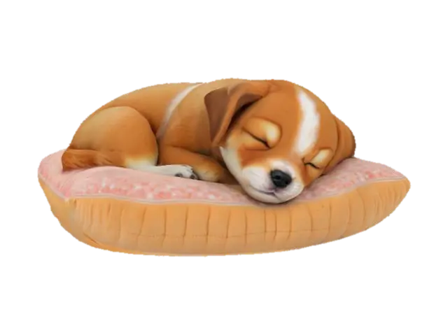 realistic real puppy sleeping on a soft plushie cushion, Ultra Realistic, Highly… 3D model, vytvořený pomocí AI