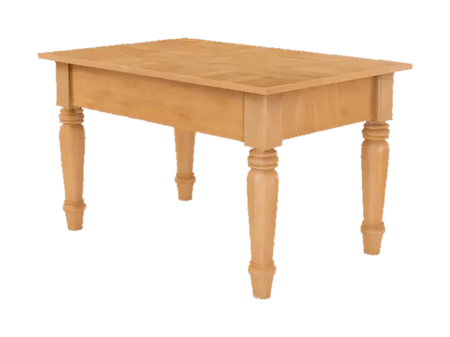 A sturdy, rectangular table crafted from smooth, polished dark oak, displaying a rich,… 3D model, vytvořený pomocí AI