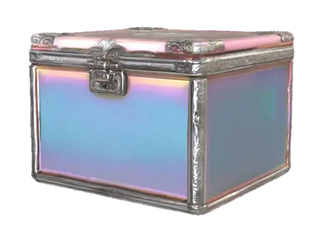 3D model for glass storage box, highly detailed and ornate, pastel colors, luminous