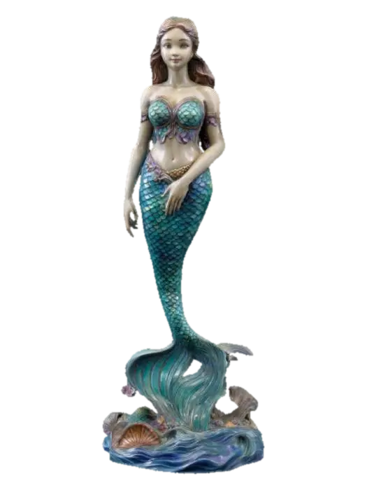 pretty female mermaid statue on a ocean wave pedestal, Fantasy, Game of Thrones,… - Polished 3D model, vytvořený pomocí AI