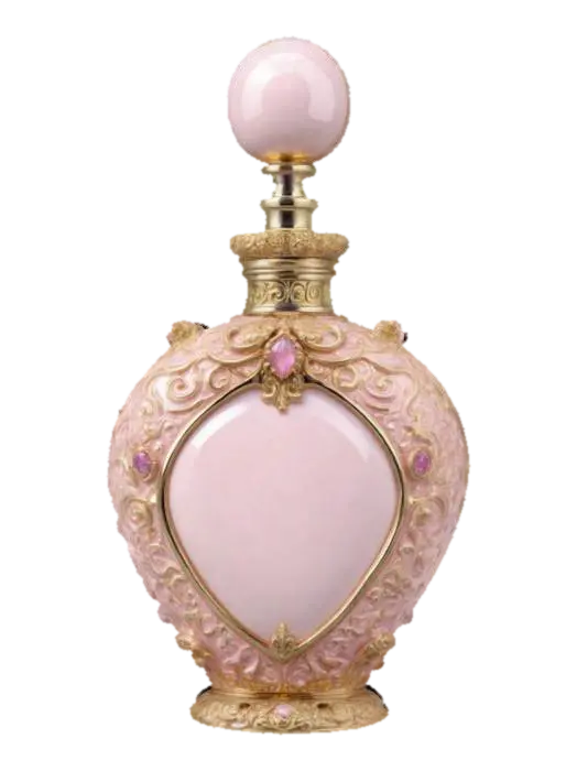 Ornate polished silver Victorian perfume bottle, Fantasy, Gemstone, Highly… 3D model, vytvořený pomocí AI