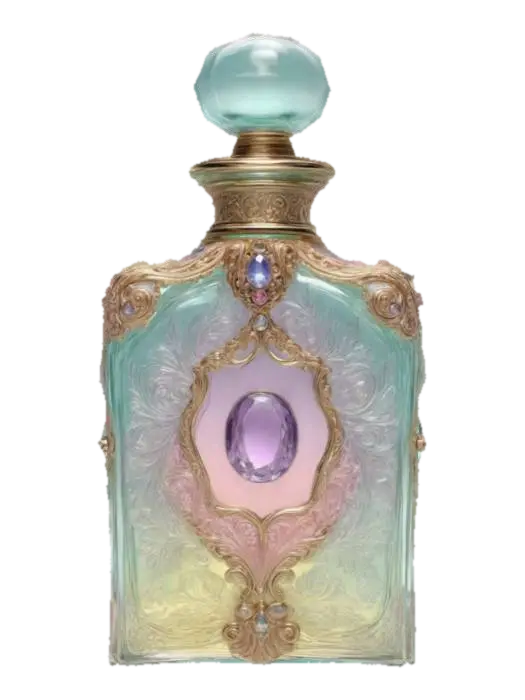 Ornate polished silver Victorian perfume bottle, Fantasy, Gemstone, Highly… 3D model, vytvořený pomocí AI