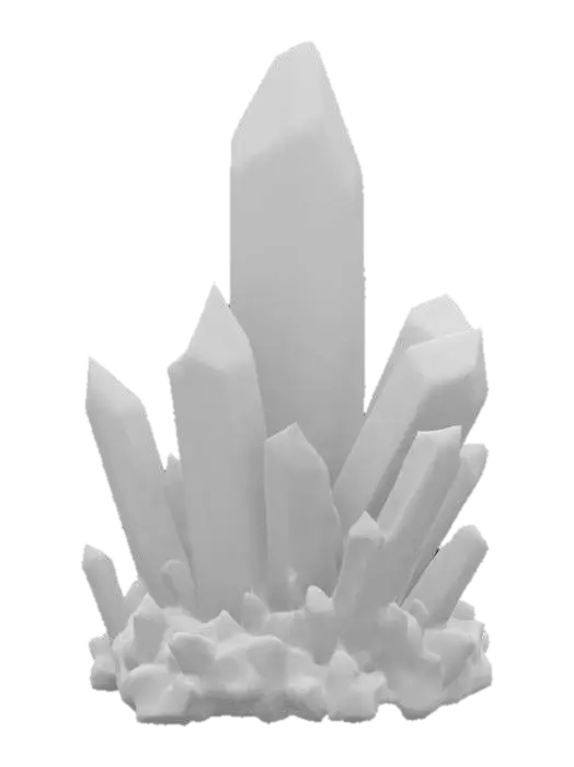 3D model for A colossal, uncut crystal formation, resembling a cluster of irregular geodes. Its facets are smooth yet slightly uneven, catching and refracting light in brilliant, internal shimmers. The crystal pulses with a deep indigo hue that subtly shifts to a lighter violet, suggesting immense magical power. It appears incredibly heavy but radiates a surprising warmth when approached.