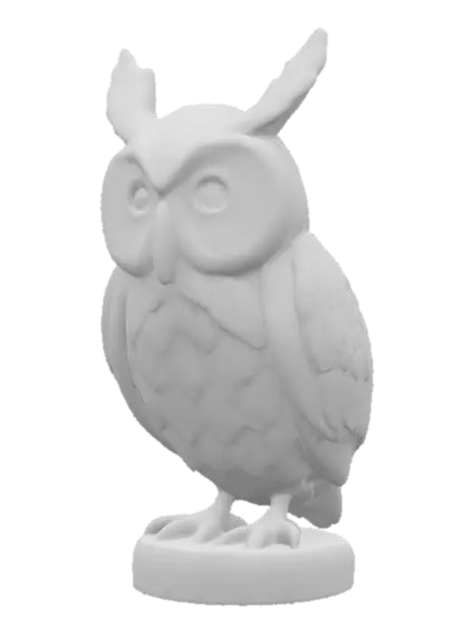 3D model for a decorative owl that is made from a pine cone, Hand Painted, Wood, Carved, Highly Detailed, steampunk
