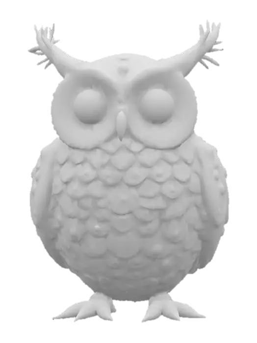 3D model for a decorative owl that is made from a pine cone, Hand Painted, Wood, Carved, Highly Detailed, steampunk