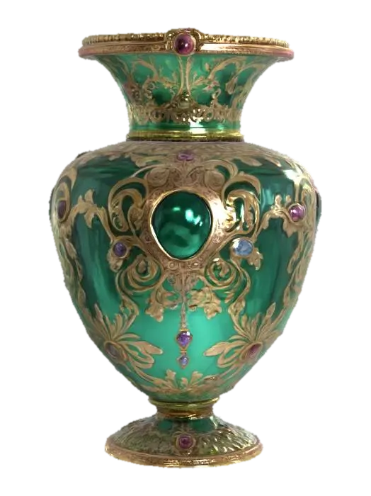 3D model for Ornate glass Victorian vase, Fantasy, Gemstone, Highly Detailed, Ultra Realistic