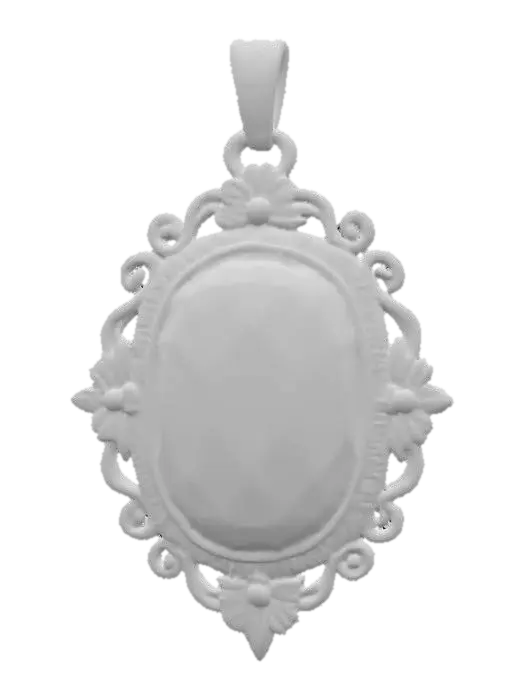 3D model for A vintage Victorian pendant with a amber stone set in high polished pewter.