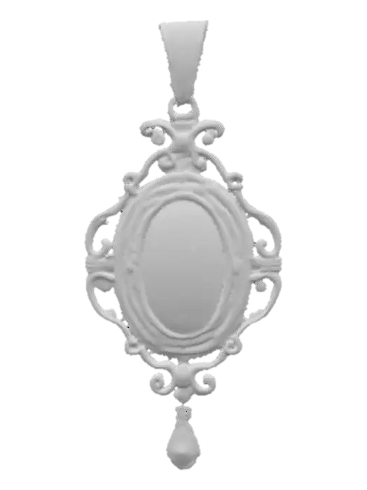 3D model for A vintage Victorian pendant with a amber stone set in high polished pewter.