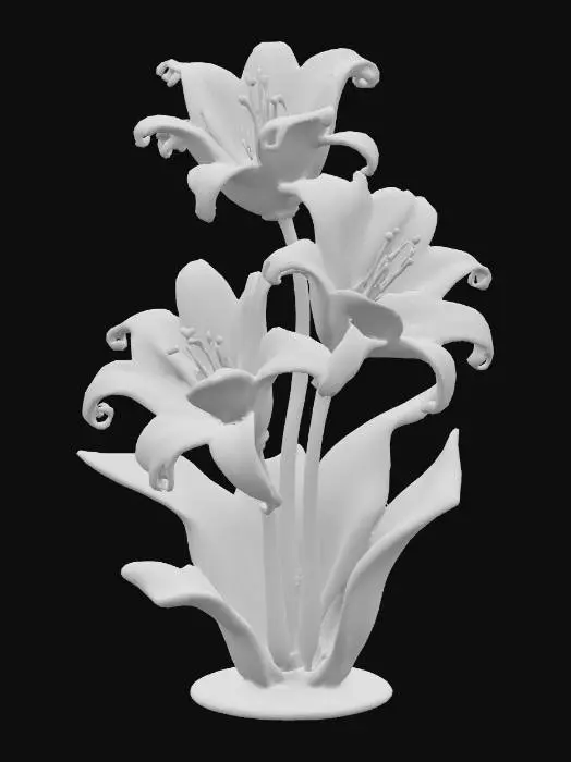 3D model for colorful polished glass floral sculpture