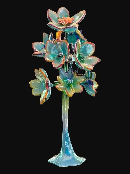 3D model for colorful polished glass floral sculpture