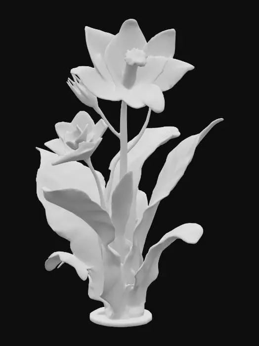 3D model for colorful polished glass floral sculpture