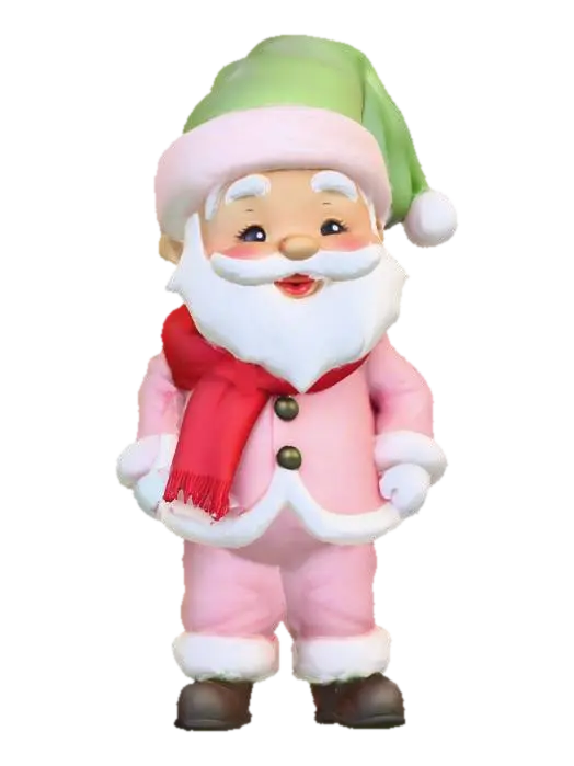 A cute Chibi style Christmas Santa wearing pale green and pale pink - Xmas 3D model, vytvořený pomocí AI