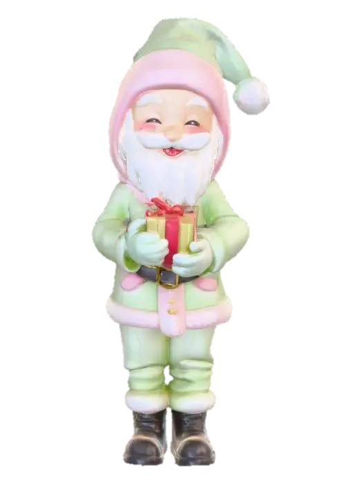 A cute Chibi style Christmas Santa wearing pale green and pale pink - Xmas 3D model, vytvořený pomocí AI