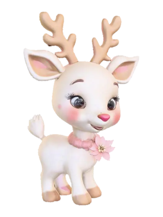 Whimsical Blossom - Reindeer 3D model, vytvořený pomocí AI