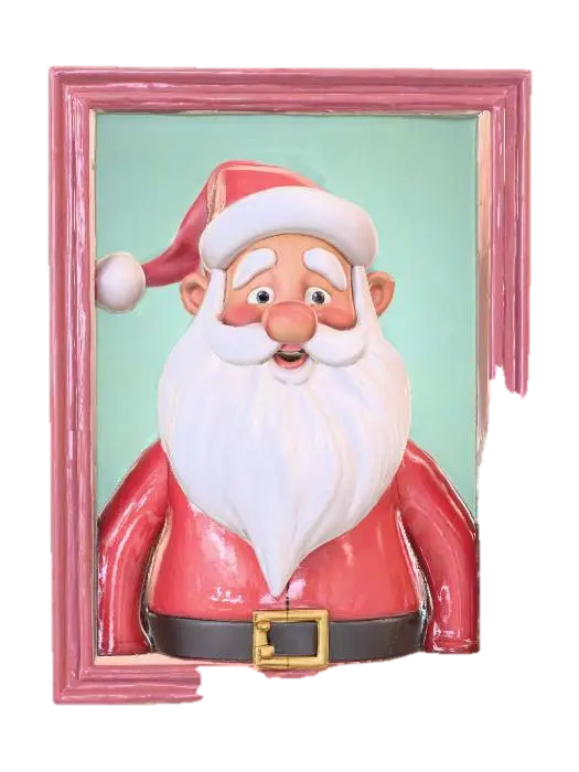 Jolly Santa Frame 3D model, vytvořený pomocí AI