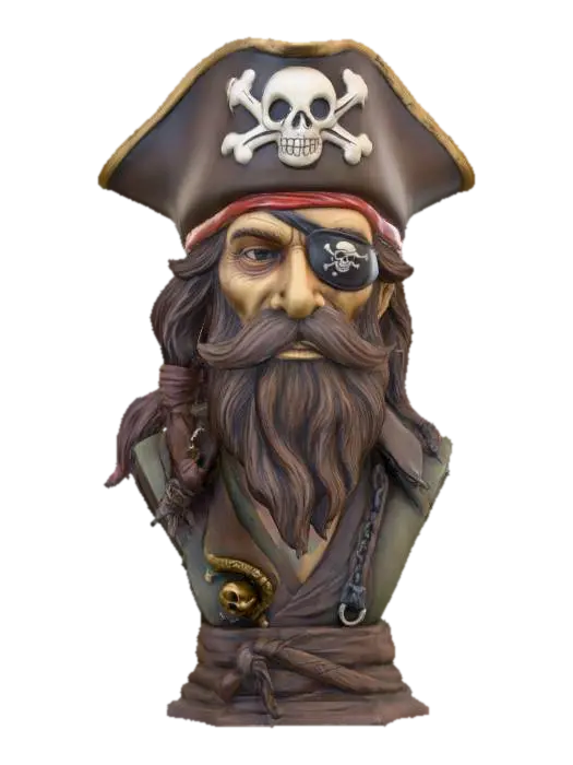 porcelain pirate bust, hand painted 3D model, vytvořený pomocí AI