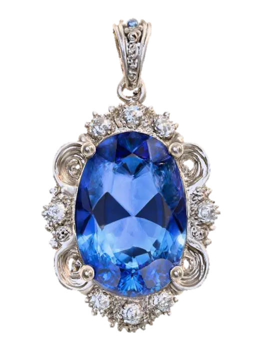 jewelry pendant with no chain - Sapphire 3D model, vytvořený pomocí AI