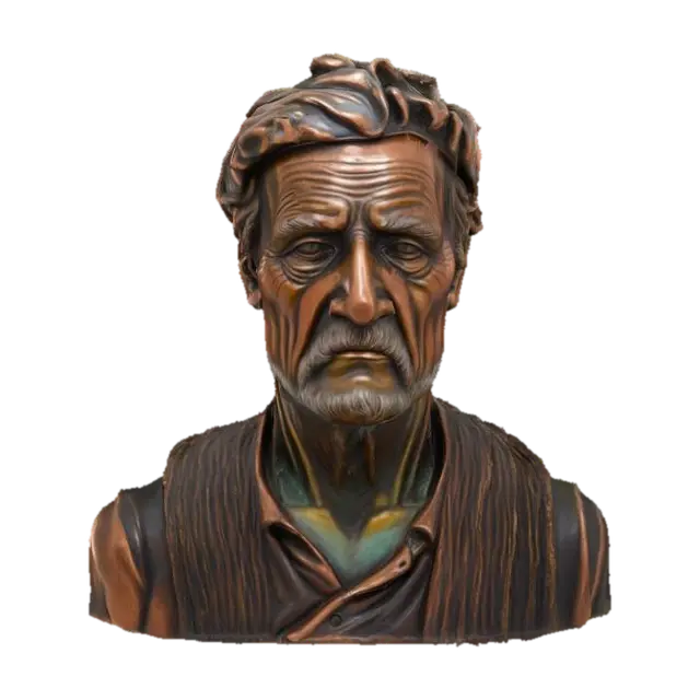 3D model for Bust of an old fisherman, Hand Painted, Vintage, Copper, Highly Detailed, Polished, 