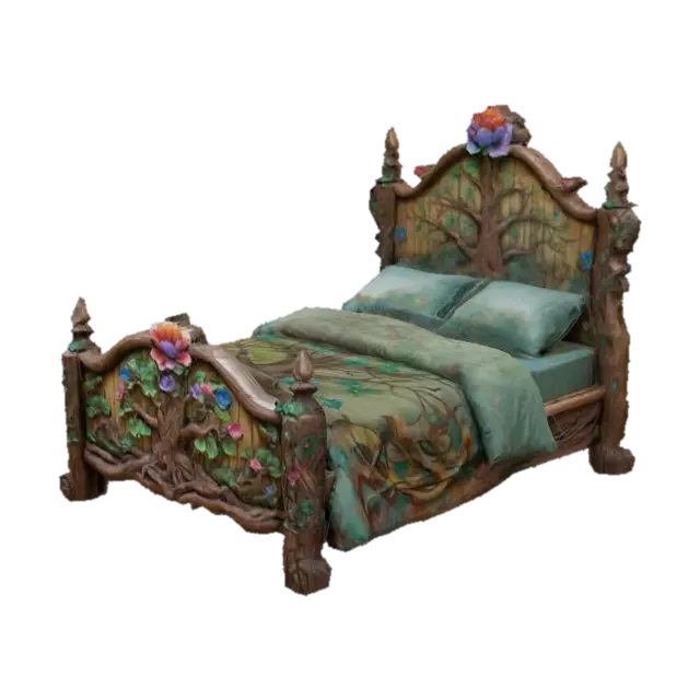 ForestBed - Bed 3D model, AI generated