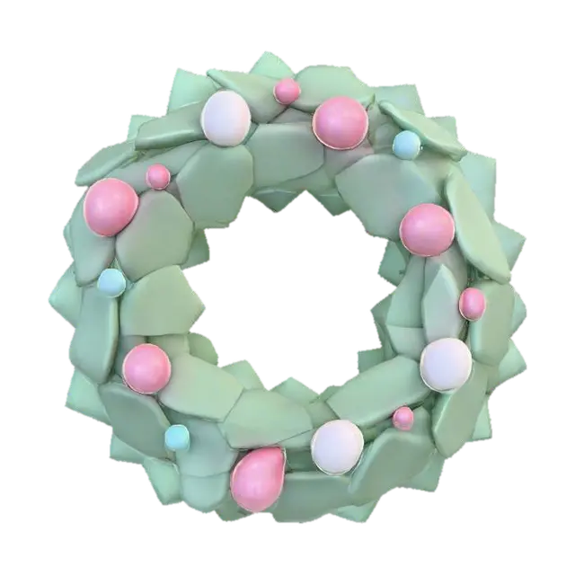 simple cartoon game ready Christmas wreath with pale green and pale blue and pale pink… - Xmas 3D model, vytvořený pomocí AI