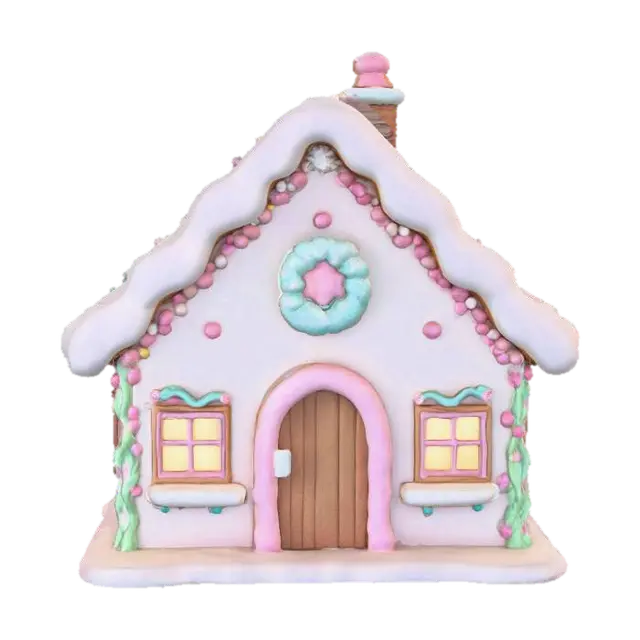 pastel colored Christmas gingerbread house. Stylized, game ready, pastel… 3D model, vytvořený pomocí AI
