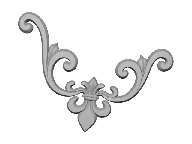 3D model for Golden Fleur-de-Lis Scroll Ornament
