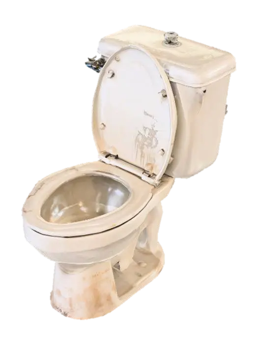 A cheap plastic toilet with a top-mounted water tank (old Israeli style). The toilet… - Mold 3D model, vytvořený pomocí AI