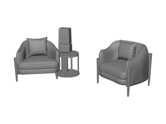 3D model for Luxurious White Armchairs in a Wood-Panelled Showroom