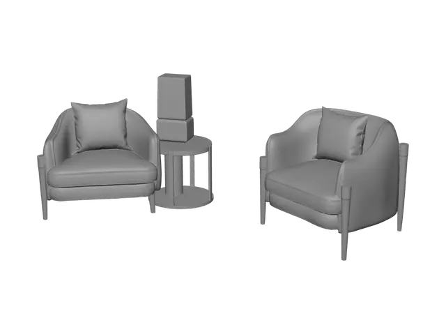 3D model for Luxurious White Armchairs in a Wood-Panelled Showroom