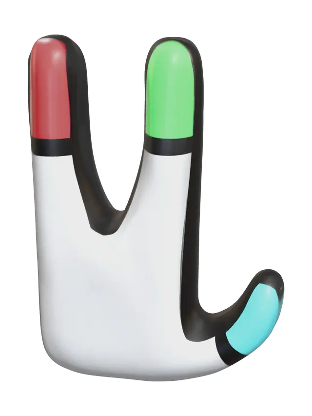 Modello 3D Low-Poly Finger Painter Badge - Utopian, generato dall’IA