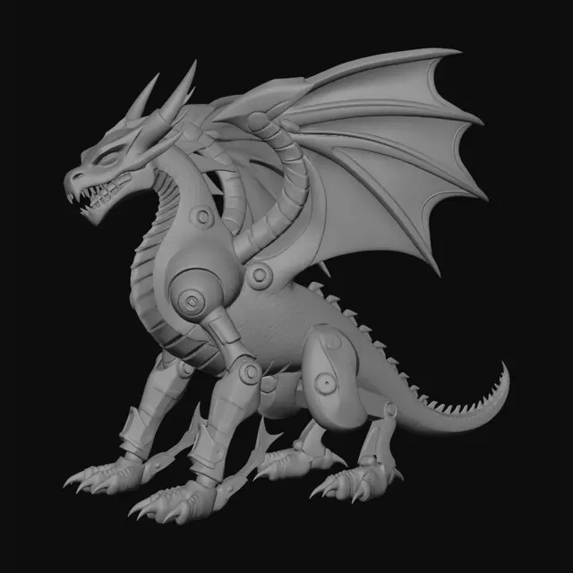 3D model for Cyborg dragon, skin ready to fight