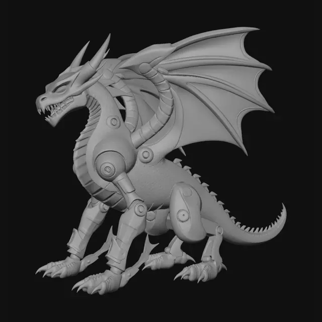 3D model for Cyborg dragon, skin ready to fight