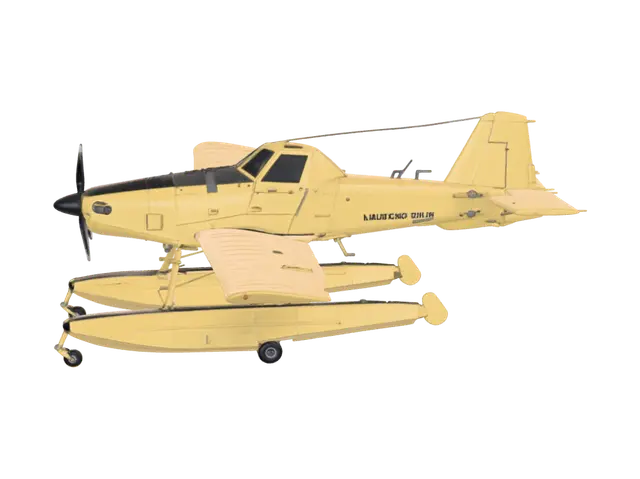 Golden firefighter Seaplane - Sideview 3D model, vytvořený pomocí AI